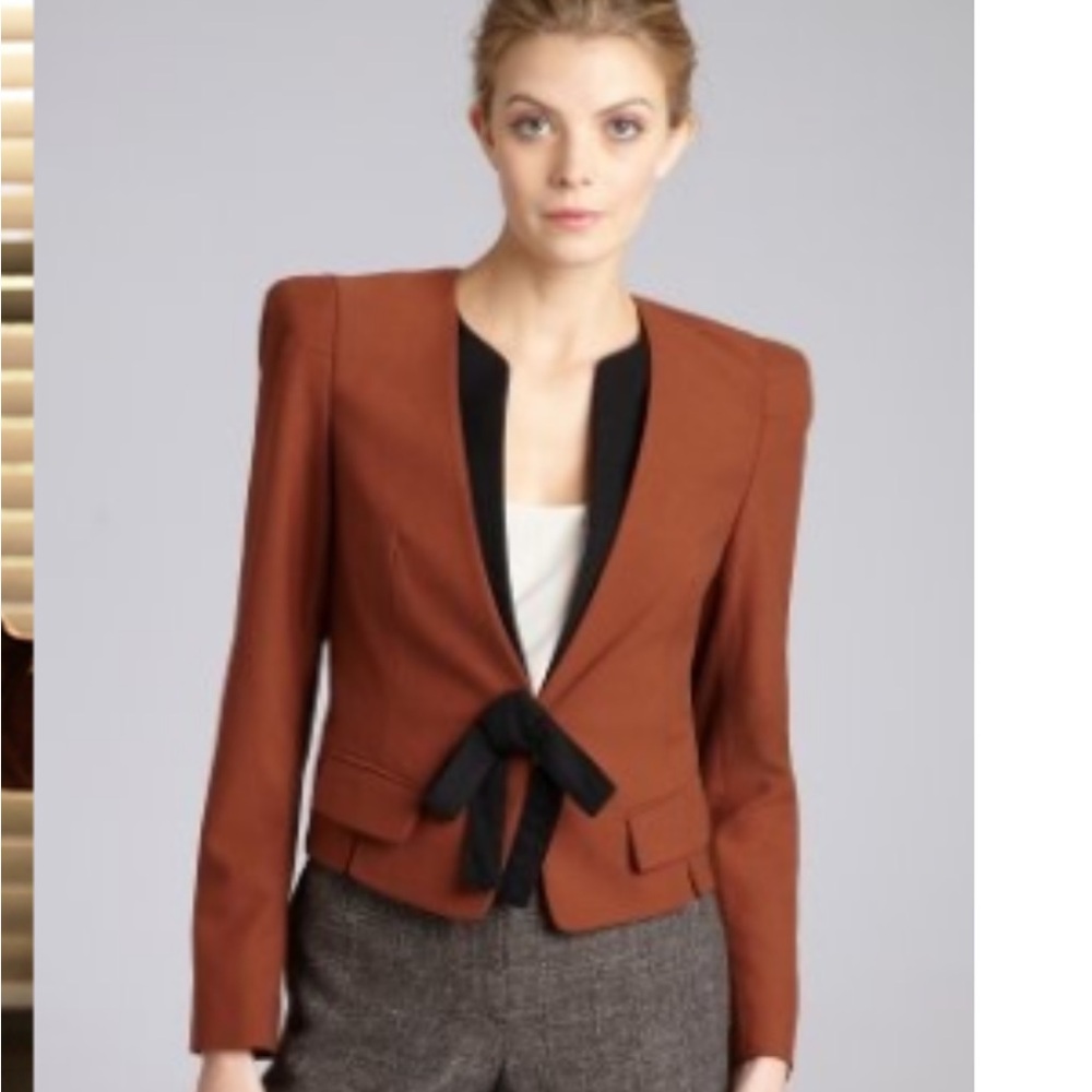 Robert Rodriguez Rust Brown and Black Blazer with Tailored Fit Bow